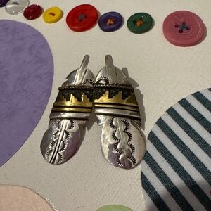 Westernwear Signed T. Singer Sterling silver earrings-American Southwest motif